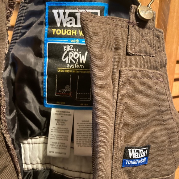 Walls Tough Wear Grow System Brown Canvas Bib Snow Pants - Picture 6 of 14